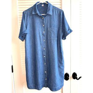 Old Navy Chambray Denim Shirt Dress Women’s Medium Blue 100% Cotton Button Front
